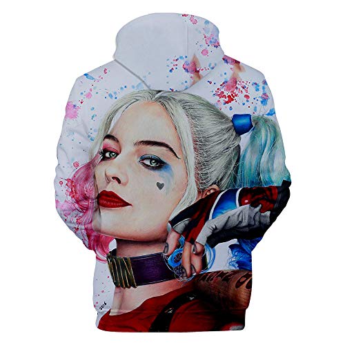 Harley Quinn Hoodie Costume Joker 3D Impreso Película Cosplay Chaqueta Jersey de Manga Larga Sudadera para Hombres Mujeres