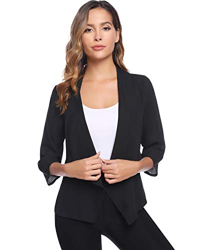 Hawiton Elegante Cárdigan de Gasa para Mujer Manga 3/4 Bolero Torera Ligero Chaqueta Blazer para Fiesta,Primavera,Verano,Otoño