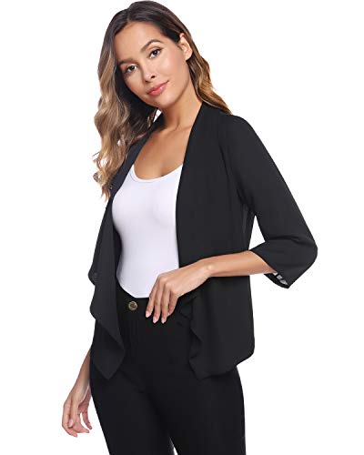 Hawiton Elegante Cárdigan de Gasa para Mujer Manga 3/4 Bolero Torera Ligero Chaqueta Blazer para Fiesta,Primavera,Verano,Otoño