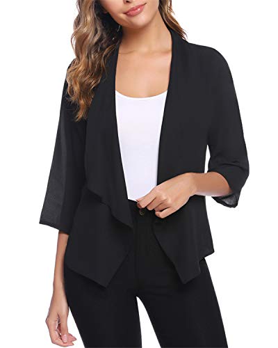 Hawiton Elegante Cárdigan de Gasa para Mujer Manga 3/4 Bolero Torera Ligero Chaqueta Blazer para Fiesta,Primavera,Verano,Otoño