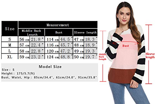 Hawiton Jersey Punto Mujer Invierno Rayas Camisa Manga Larga Suéter Suelto Pullover Tops Elegantes Sudaderas Blusas Talla Grande,Regalo