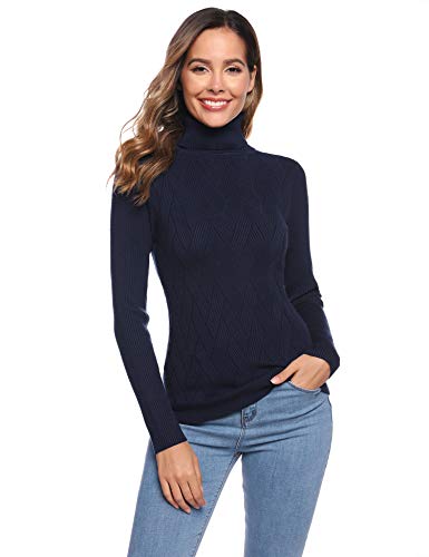 Hawiton Suéter de Cuello Alto para Mujer Jersey Punto Invierno Jersey Básico de Manga Larga