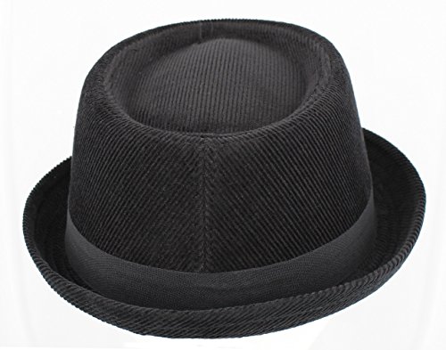 Hawkins Pork Pie H95 - Sombrero de Pana Negro (Hombres, Mujeres, Unisex) - M/L 59 cm