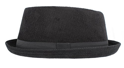 Hawkins Pork Pie H95 - Sombrero de Pana Negro (Hombres, Mujeres, Unisex) - M/L 59 cm