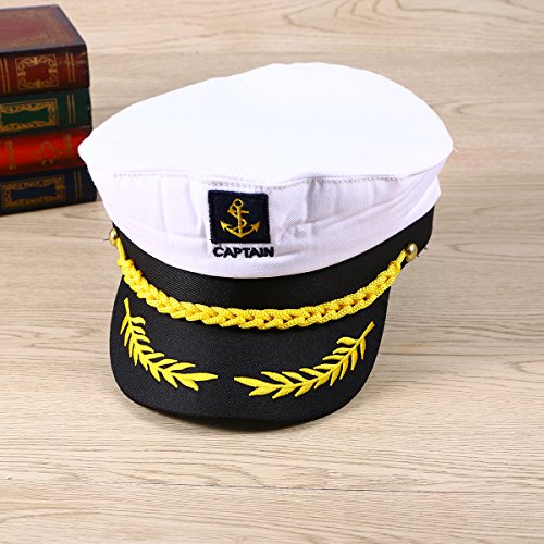 Healifty Yate Adulto capitán capitán Barco Marinero capitán Traje Sombrero Gorra Marino Almirante Marino (Blanco)