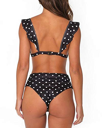 heekpek Bikini a Lunares Top Triángulo Relleno con Volantes Braga para Mujer