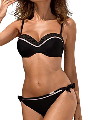 heekpek Conjunto Bikini Mujer Push up Sexy Two Piece Bikini Traje de Baño Mujer Sexy Anudado de Color Brillante Bañadores Bikinis Brasileños