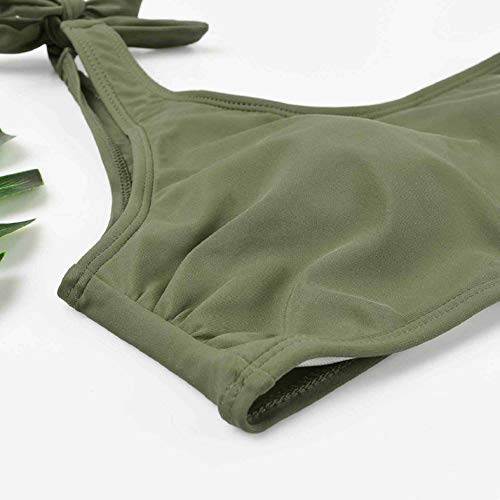 heekpek Conjunto de Bikini de Un Hombro Mujer Padded Sexy Un Hombro Trajes de Dos Piezas Conjuntos Traje De Baño Raya Bandage Bikini Mujer Playa Verano (Verde, M)