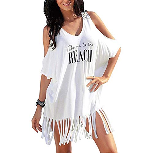 heekpek Vestido de Playa Mujer Blusas Chales Camisolas y Pareos Trajes de baño Sexy Bikini Cover ups Borla Camisola Playero Ropa Verano