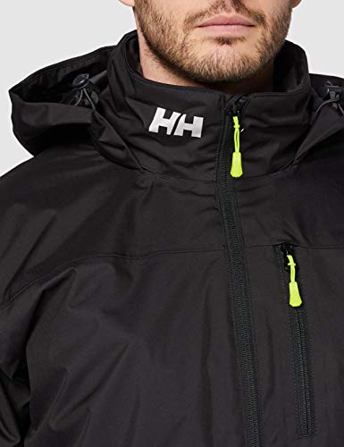 Helly Hansen Crew Hooded Midlayer - Chaqueta Impermeable, Cortavientos y Transpirable, con Forro Polar y Capucha Integrados, Hombre, Negro (990 Black), XL