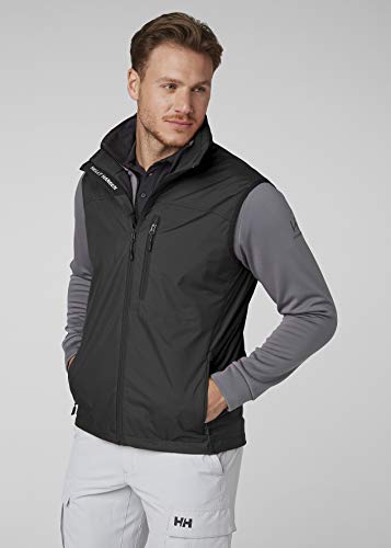 Helly Hansen Crew Vest Chaleco Marino con Forro Polar Interior para Hombres, Impermeable y diseñado para Cualquier Actividad Casual o Deportiva, Negro, S