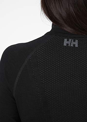 Helly Hansen Sudadera para Mujer H1 Pro LIFA sin Costuras, Cremallera 1/2, Mujer, Sudadera, 49337, Negro, Extra-Small