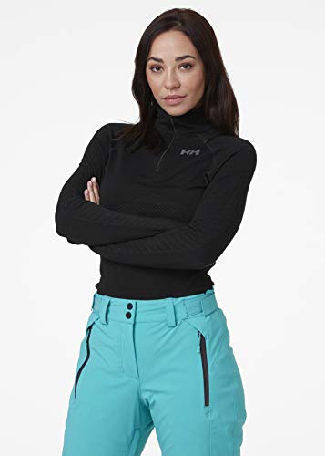 Helly Hansen Sudadera para Mujer H1 Pro LIFA sin Costuras, Cremallera 1/2, Mujer, Sudadera, 49337, Negro, Extra-Small