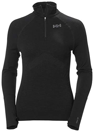 Helly Hansen Sudadera para Mujer H1 Pro LIFA sin Costuras, Cremallera 1/2, Mujer, Sudadera, 49337, Negro, Extra-Small