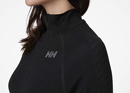 Helly Hansen Sudadera para Mujer H1 Pro LIFA sin Costuras, Cremallera 1/2, Mujer, Sudadera, 49337, Negro, Extra-Small