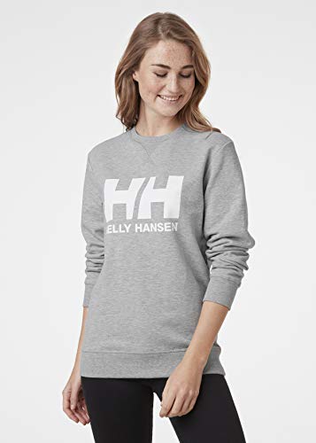 Helly Hansen W Hh Logo Crew Sweat Sudadera Con Gorro, Mujer, Grey Melange, S