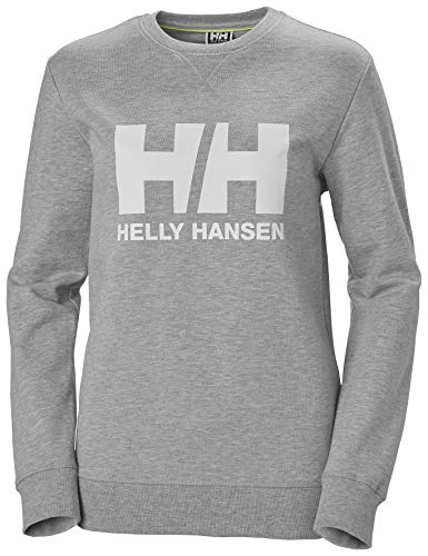 Helly Hansen W Hh Logo Crew Sweat Sudadera Con Gorro, Mujer, Grey Melange, S