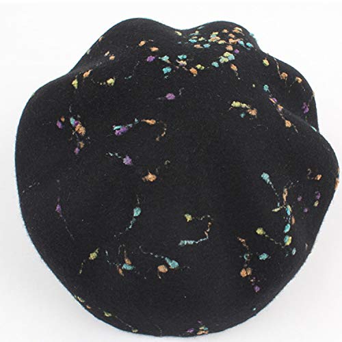 HHF Caps y Sombreos Cap 2018 Sombrero Mujer Otoño Invierno Retro Graffiti Lana Beltlet (Color : Black, Size : Adjustable)