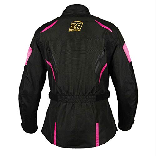 HHH SPORTS WEARS Chaqueta Moto Mujer Touring Protecciones (hombros y codos) (M, Rosa)