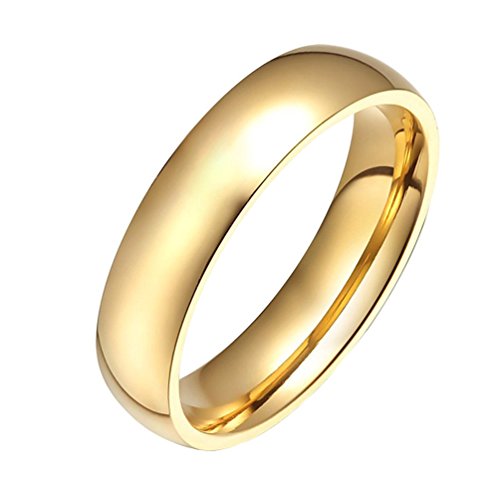 HIJONES Joyería Mujeres Acero Inoxidable 18K Oro Anillo Plateado Talla 14