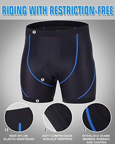 HoloHolo Pantalones Cortos de Bicicleta Ropa Interior Ciclismo Culotte Calzoncillos con Antideslizantes Ciclismo con Badana Gel para Hombre y Mujere MTB Bici Acolchado Ciclista Unisexo (Azul, XL)