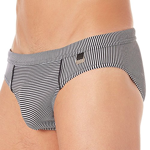 HOM Rhythm Swim Mini Briefs Bañador, Negro (Noir/Blanc), Large para Hombre