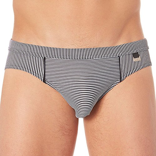 HOM Rhythm Swim Mini Briefs Bañador, Negro (Noir/Blanc), Large para Hombre