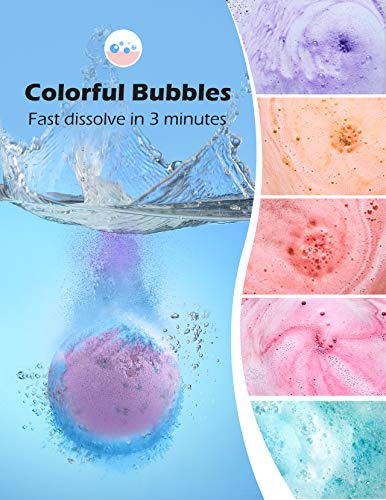 Homasy 12 Piezas Bombas de Baño, Set de Regalo de Bomba de Baño de con Aceites Esenciales Naturales, Manteca de Karité, Sal Marina, Efervescentes de Burbujas SPA para Niños, Mujeres, Mamá, Novia