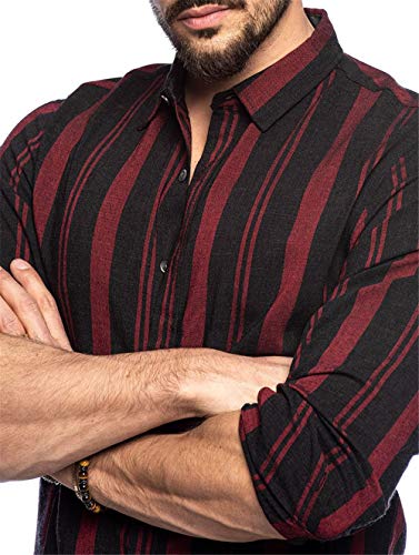 Hombre Camisa Manga Larga Slim Fit Funky Camisa Hawaiana Señores Manga Larga Casual Camisas Hombre Otoño Camiseta a Raya Tops