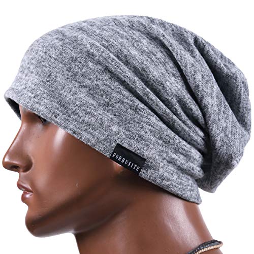 Hombres Slouch Gorrita Tejida Tejer Casquete Largo Holgado Forrado Invierno Verano Sombreros (Pálido)