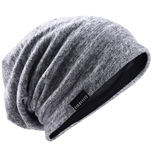 Hombres Slouch Gorrita Tejida Tejer Casquete Largo Holgado Forrado Invierno Verano Sombreros (Pálido)