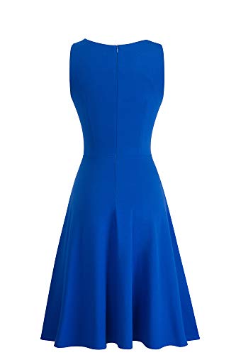 HOMEYEE Vestido de cóctel sin Mangas Bordado de la Vendimia de Las Mujeres UKA079 (EU 36 = Size S, Azul)