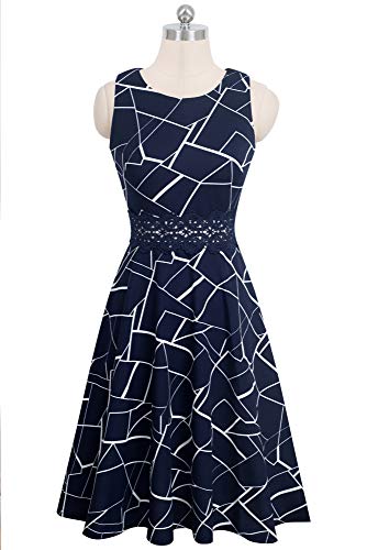 HOMEYEE Vestido de cóctel sin Mangas Bordado de la Vendimia de Las Mujeres UKA079 (EU 36 = Size S, Stripe)