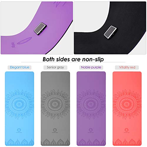 Homfa Esterilla de Yoga Antideslizante 2-in-1 de Tapete y Toalla Yoga Mat Sudor Absorbente Colchoneta de Gimnasia de PU y Caucho Natural con Double Capas 4.0 mm de Grosor 185 x 68 de Color Morado