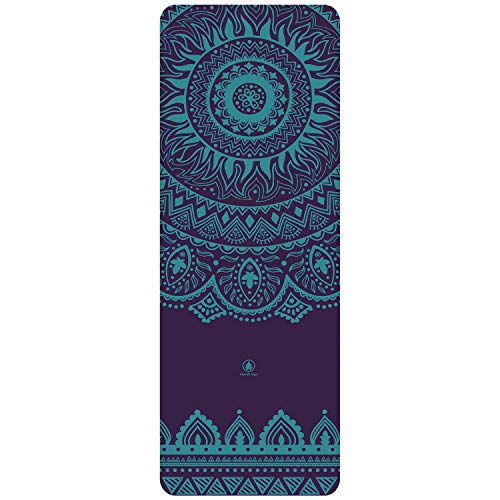 HOMFA Esterilla Yoga Antideslizante Yoga Mat 2-in-1 de Tapete y Toalla Double Capa 4.2mm de Grosor Colchoneta de yoga de Caucho Natural 185 x 67.4cm (Morado oscuro)