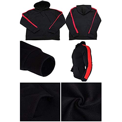 Hönack Hombre y Mujer Chándal Para Fe.S_Tool Rayas Suéter de Dos Piezas con Capucha Pantalones Ropa Deportiva Saco/Negro/XXL