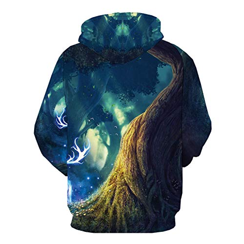 HOSD con y para Digital Estampado Mujer Holgada Hombre Sudadera Tree de Forest 3D