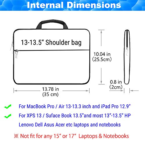 Hseok Bolso Bandolera/Maletín para Portátil 13"-14", Funda Protectora Laptop Sleeve Impermeable para 13,3 MacBook Pro Air, XPS 13, 13"-14" HP ASUS Acer Lenovo DELL Notebook, Negro