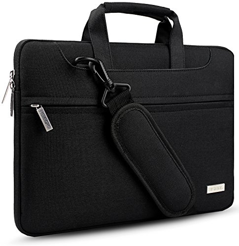 Hseok Bolso Bandolera/Maletín para Portátil 13"-14", Funda Protectora Laptop Sleeve Impermeable para 13,3 MacBook Pro Air, XPS 13, 13"-14" HP ASUS Acer Lenovo DELL Notebook, Negro