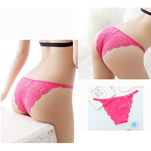 HTRUIYATY Tanga de Encaje Sexy Mujer, Bragas Slip Bikini Correas Laterales Elásticas Ajustables Señoras sin Costuras Ropa Interior (Multicolor)