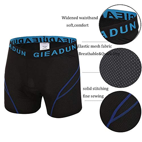 HTTOAR Calzoncillos de Bicicleta Ropa Interior Pantalones Cortos de Ciclismo Deportivo Pantalones Cortos de Bicicleta Acolchados 3D para Hombre Ropa Interior con Antideslizantes (20D, L)