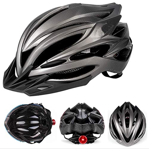 Huai1988 Casco Bicicleta Adulto, Casco Bicicleta Adulto con Luz Cascos Adulto para Bicicleta con luz Trasera LED Cuerpo Casco Ciclista de Bicicleta Ajustable con Visera Extraíble 58-62cm (Negro)