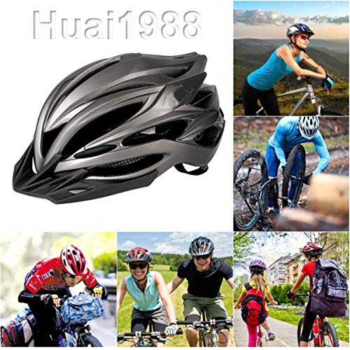 Huai1988 Casco Bicicleta Adulto, Casco Bicicleta Adulto con Luz Cascos Adulto para Bicicleta con luz Trasera LED Cuerpo Casco Ciclista de Bicicleta Ajustable con Visera Extraíble 58-62cm (Negro)