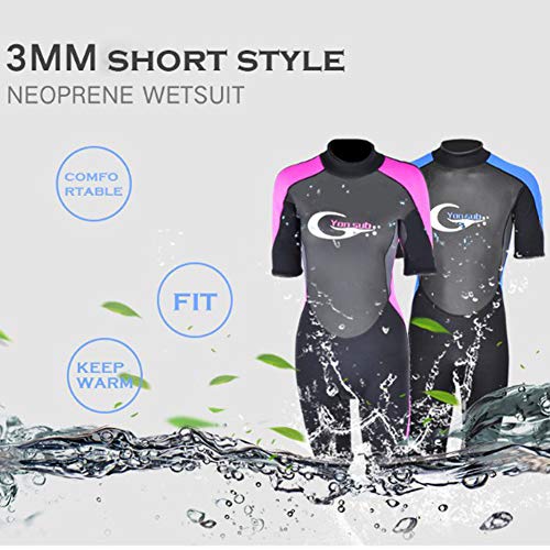 Huanxin Traje Corto De Neopreno para Hombre Mujeres De 3 Mm De Neopreno De Manga Corta De Una Pieza Traje De Surf Snorkel Buceo,Women,XL