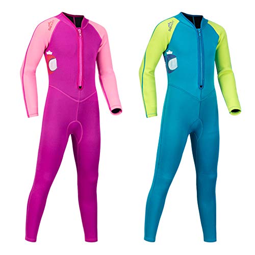 HUOFEIKE 2mm Traje de Buceo para niños, Traje de Neopreno, Traje de Surf Natación Protector Solar cálido Transpirable para bucear Surf Kayak Chico y Chica impresión Surf Suit,Boy,XL