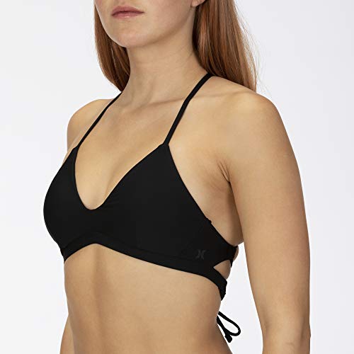 Hurley W Adjustable Surf Top Partes De Arriba Bikini, Mujer, Black, S