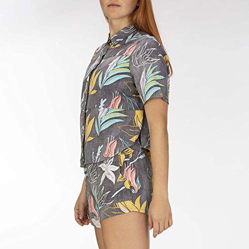 Hurley W Wilson Domino Set Top Camisas, Mujer, Oil Grey, L