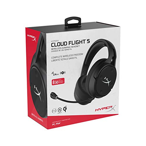 HyperX HX-HSCFS-SG/WW Cloud Flight S - Auriculares Inalámbricos para Gaming, Batería de Larga Duración con Carga Inalámbrica Qi, Negro