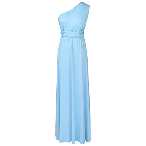 IBTOM CASTLE Vestido Largo sin Tirantes Elegante para Mujer de Fiesta para Boda Ceremonia Maxi Noche la Dama de Honor Azul Cielo M