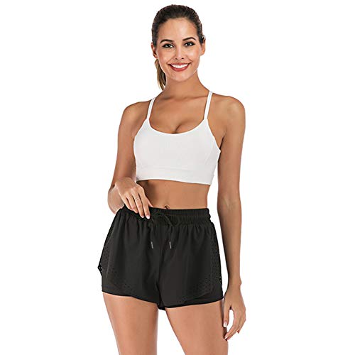 iClosam Pantalones Deportivo Corto Mujer, Pantalones Tejido Secado Rápido Pantalón Cintura Elástica para Deportes Yoga Gimnasio Casual Ejercicio Fitness